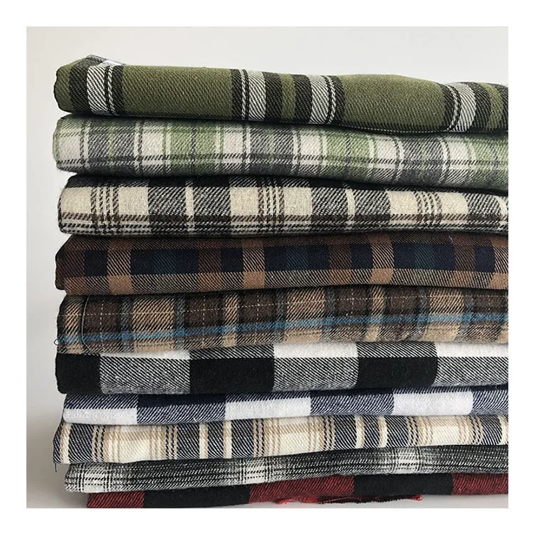 250-280gsm Cotton polyester yarn dyeing brushed plaid fabric check CVC yarn dyed flannel fabric