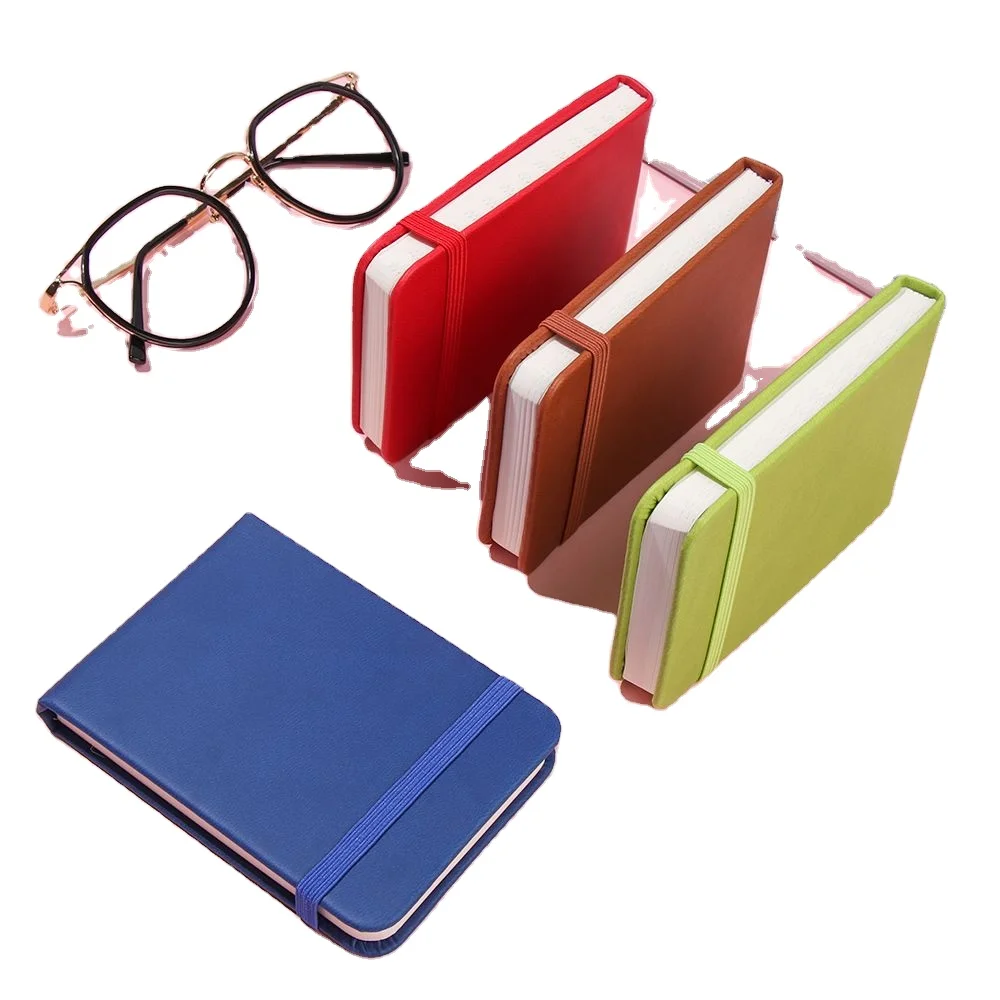 LIUSHUN Custom tear off Journals A7 PU Leather Hardcover Small Pocket Notebook Notepad With Elastic Band