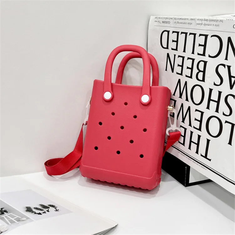 Vivid Color High Quality Kids Eva Tote Shopping Basket Cosmetic Bag Silicone Beach Mini Eva Bag with Strap