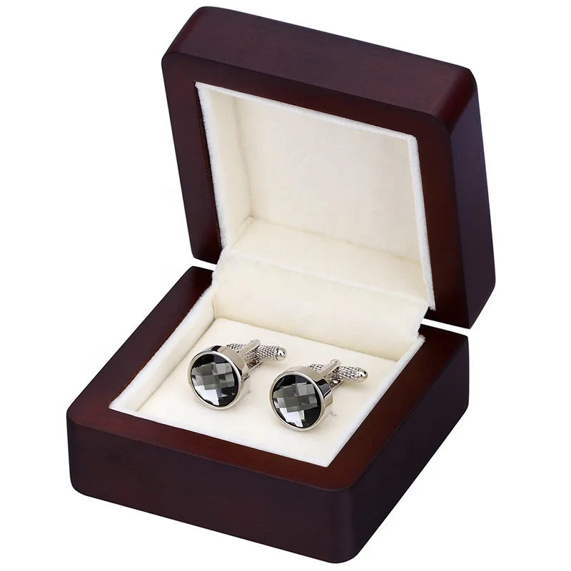 Luxury Cufflinks Gift Box 1 pair Capacity Jewelry Storage Box High Quality Painted Wooden Box Authentic 80*80*46mm