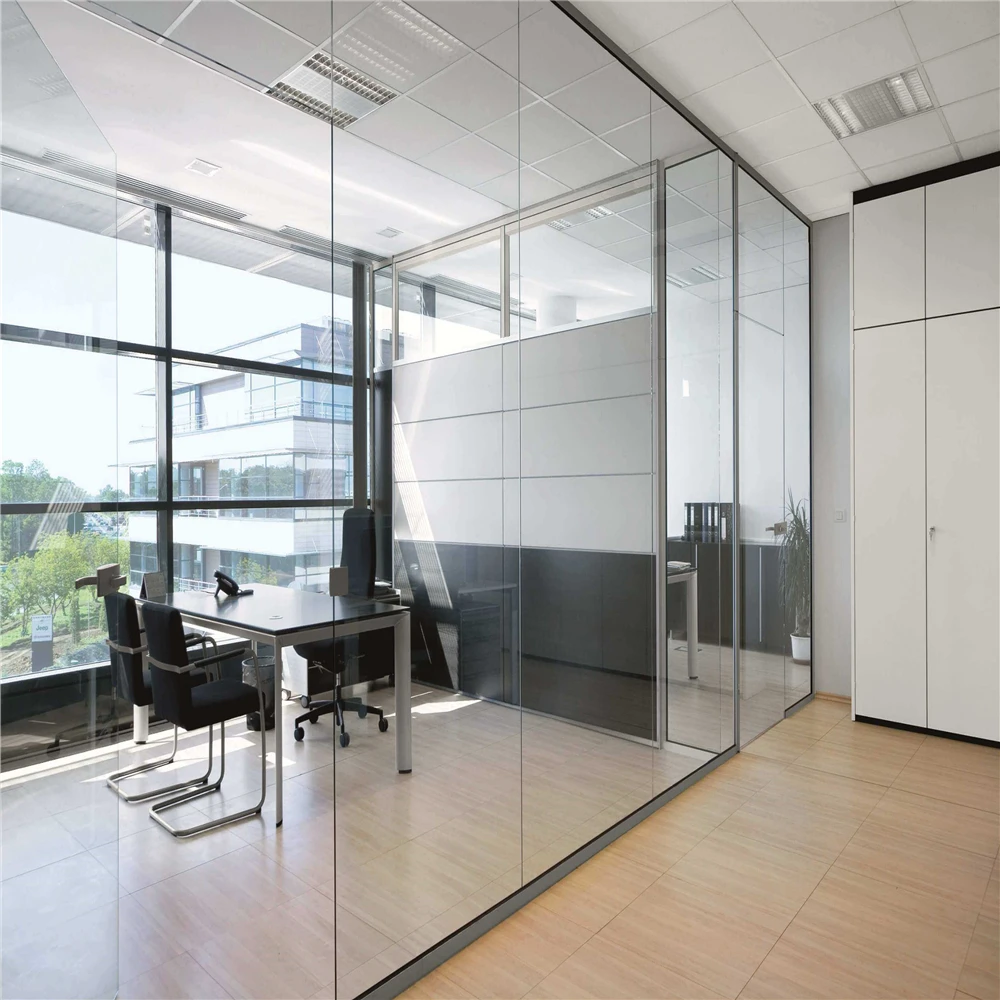 108 type Demountable Soundproof Used Frost Office Glass Partition With Aluminum Blinds Egood