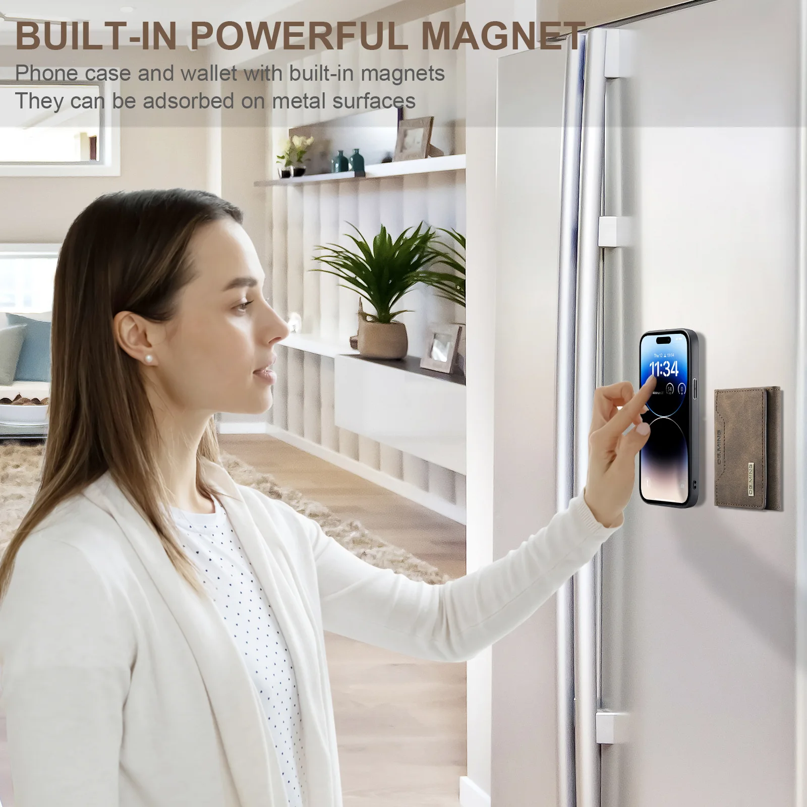 2 in 1 Magnetic Phone Case Wallet Holder Case Luxury PU Leather Back Cover Shockproof Case for iPhone 15 14 Pro Max