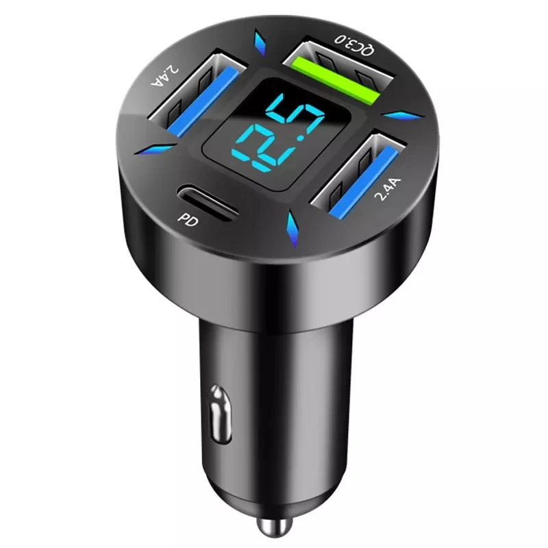 66W 4 Ports USB Car PD Quick Car Charger QC 3.0 Type C Cigarette Lighter 12V USB C Car Charger for Mobile Phone