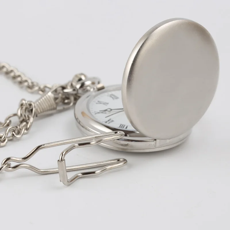 Fashion Smooth Colors Alloy Men Quartz Men Classic Fob Roman Number Black Face Polished Pocket Watches