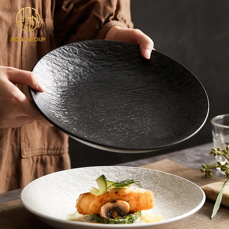 Wholesale simple modern fashion design handmade dinnerware colored multi-purpose porcelain ceramic plate for restaurant
