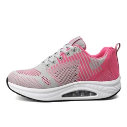 Comfortable breathable mesh walking shoes air cushion night light shoe lace sneakers