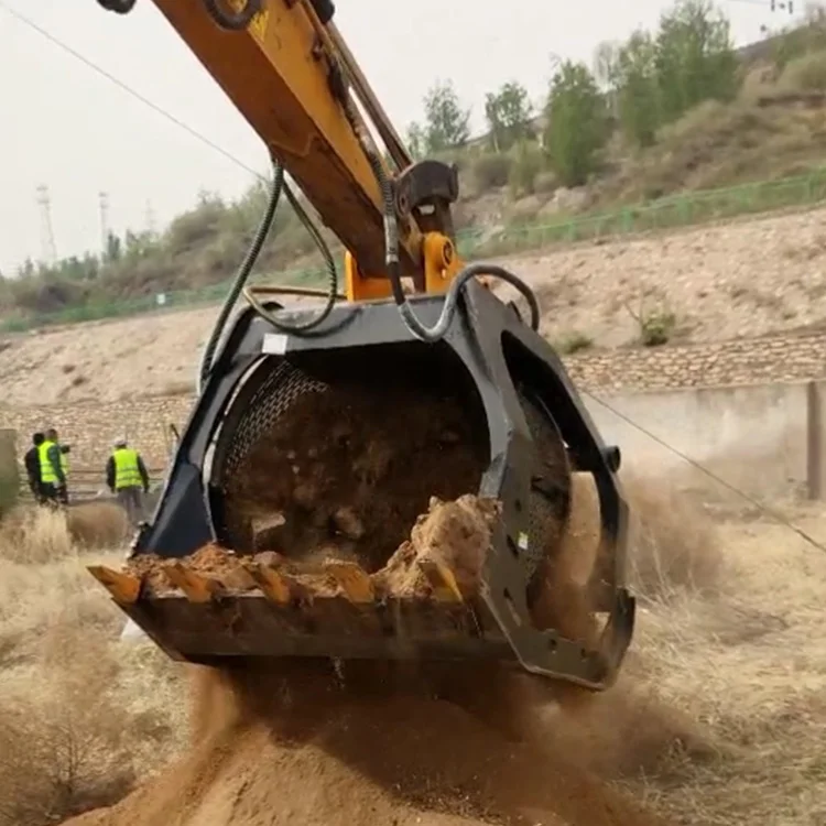 screening bucket for backhoe minimum sieved size of can be achieved is 20 mm with a maximum of 100 mm