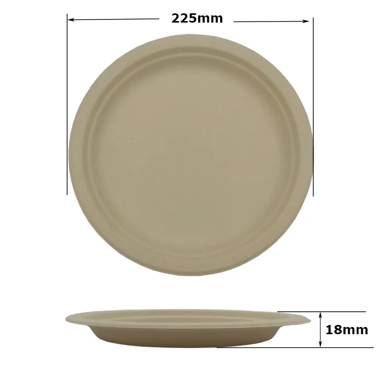 Eco friendly compostable disposable  restaurant bamboo 9 inch dinner paper plate