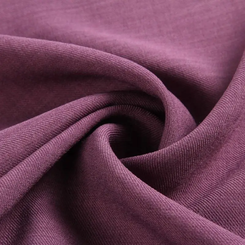 Fashion dacron fabric clothes 100% polyester plain dye lightweight double faced twill woven fabric for women clothing