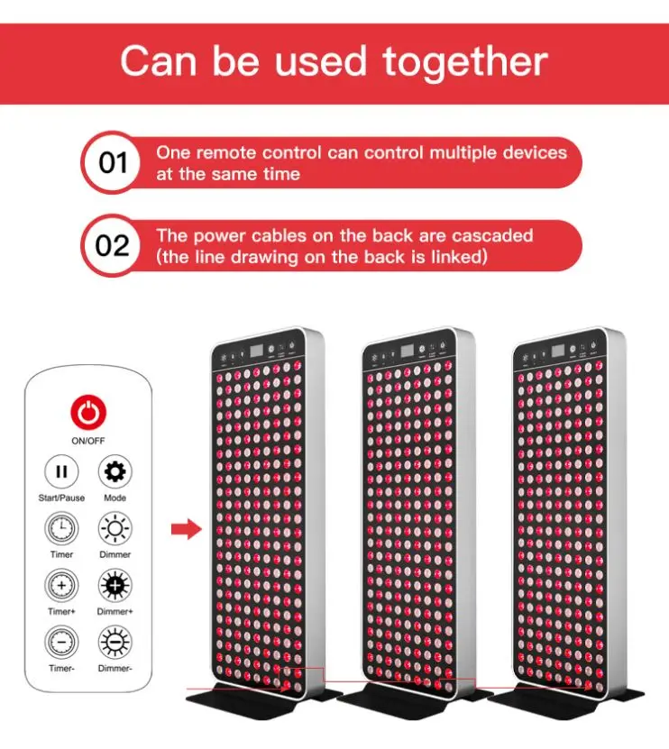 1500w 2000W 3000W stand base full body 660nm 850nm led muscle body recovery red light therapy panel