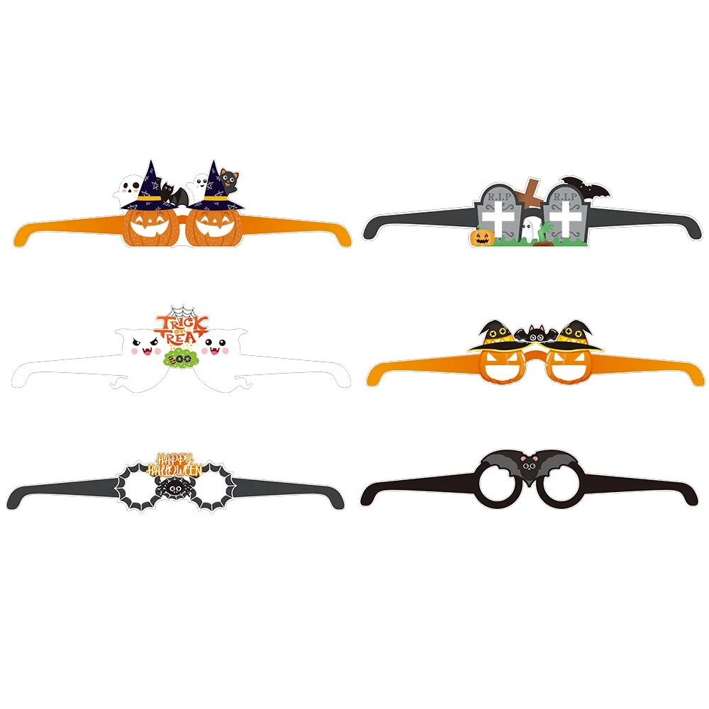Factory Directly Halloween Theme Glasses props Festival Funny Glasses Photo Props Bat Hat Pumpkin Paper Glasses For Party