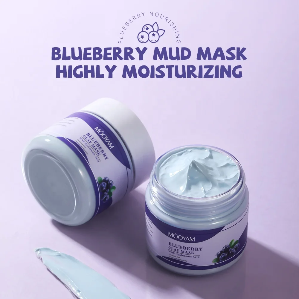 Face Clay Mask Skin Care Beauty Products Acne Remover Anti Acne Blueberry Purifying Mask Facial Clay Mud Mask