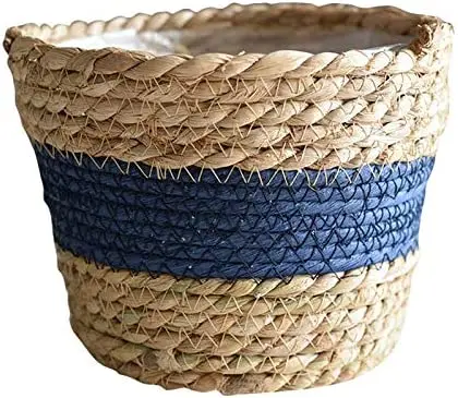 High-Quality woven seagrass Basket planters with Plastic Liners Straw Flower Pot for Indoor Outdoor Plant Flower Pots