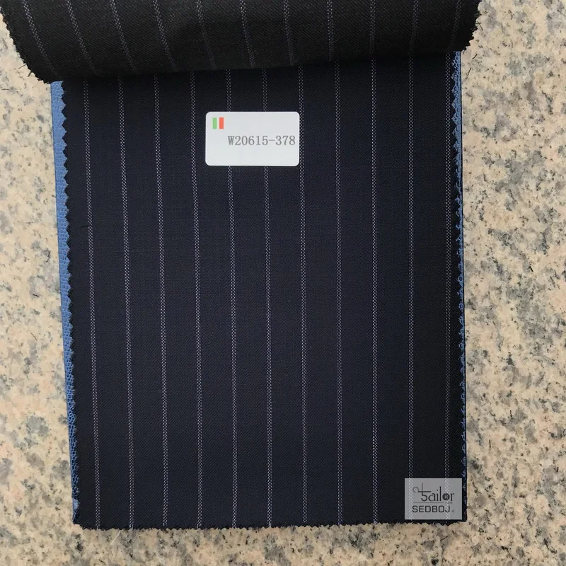 
Custom made Mens suit wool fabrics good sale wide stripe for ready stock merino wool stripe fabric for mens suits 