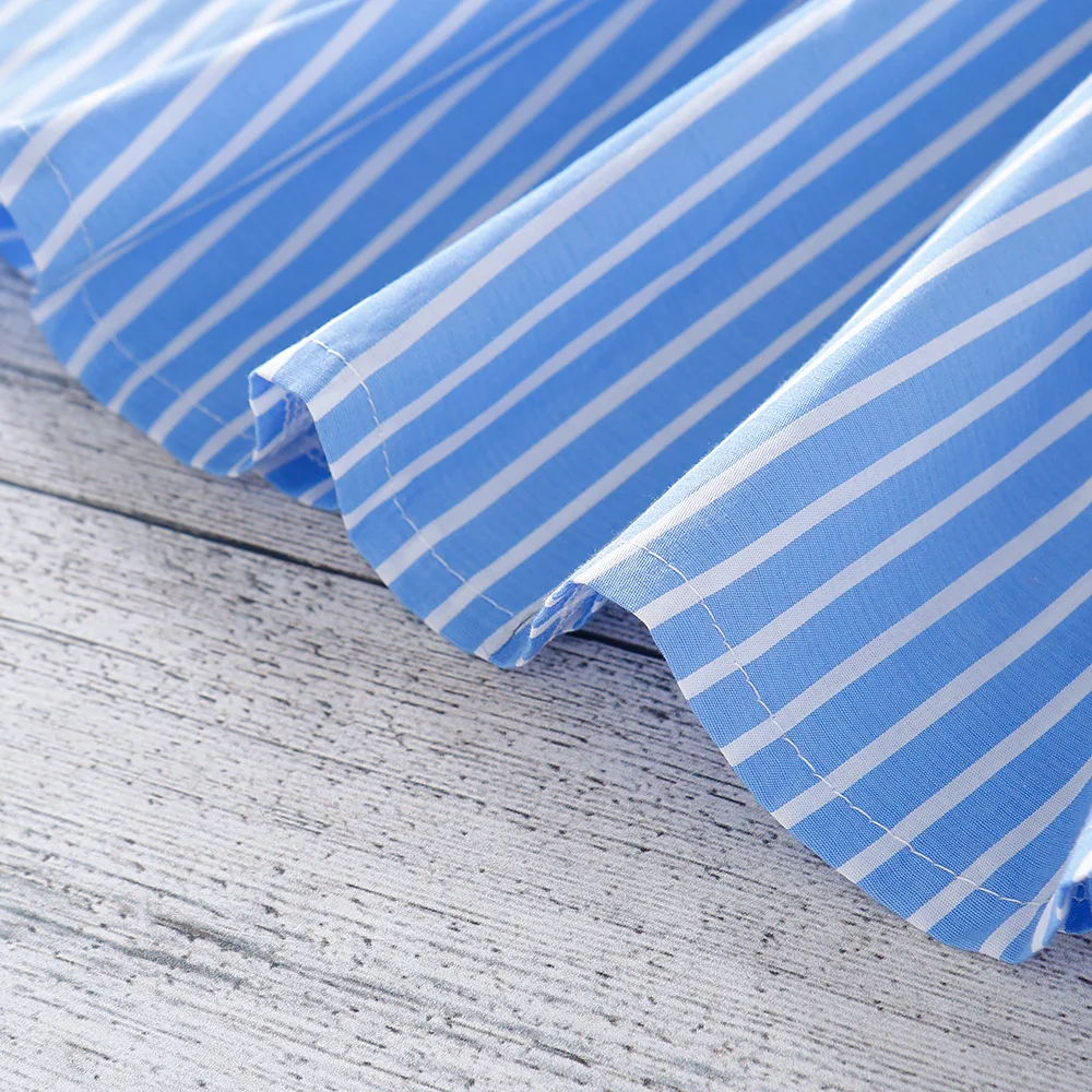 Girls Summer Dress Blue White Striped One Shoulder Kids Dresses kids baby Girls fashion New Children Princess dress Costume