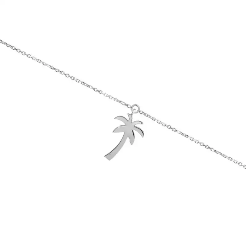 Custom Fashion Tropical Jewelry 18k Gold Adjustable Beach Charm Tiny Palm Tree Anklet bracelets for women stainless steel