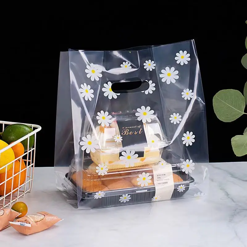 100pcs Up Order 25x35cm Plastic PE Bag  Punched hole Side Gusset Bags Doggy Bags For Grocery