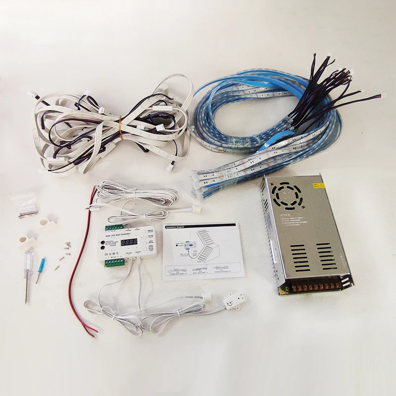 RGB smart dimmable motion sensor LED stair light kit DC 12V human sensor step light strip IP68 1m 16-25 channel led light bar