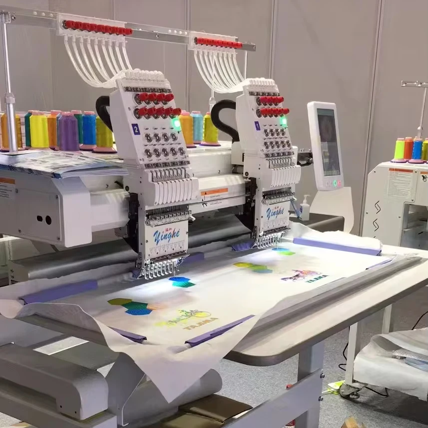 Yinghe 9 needles one head two head high quality embroidery machines high speed computer sewing embroidery machine