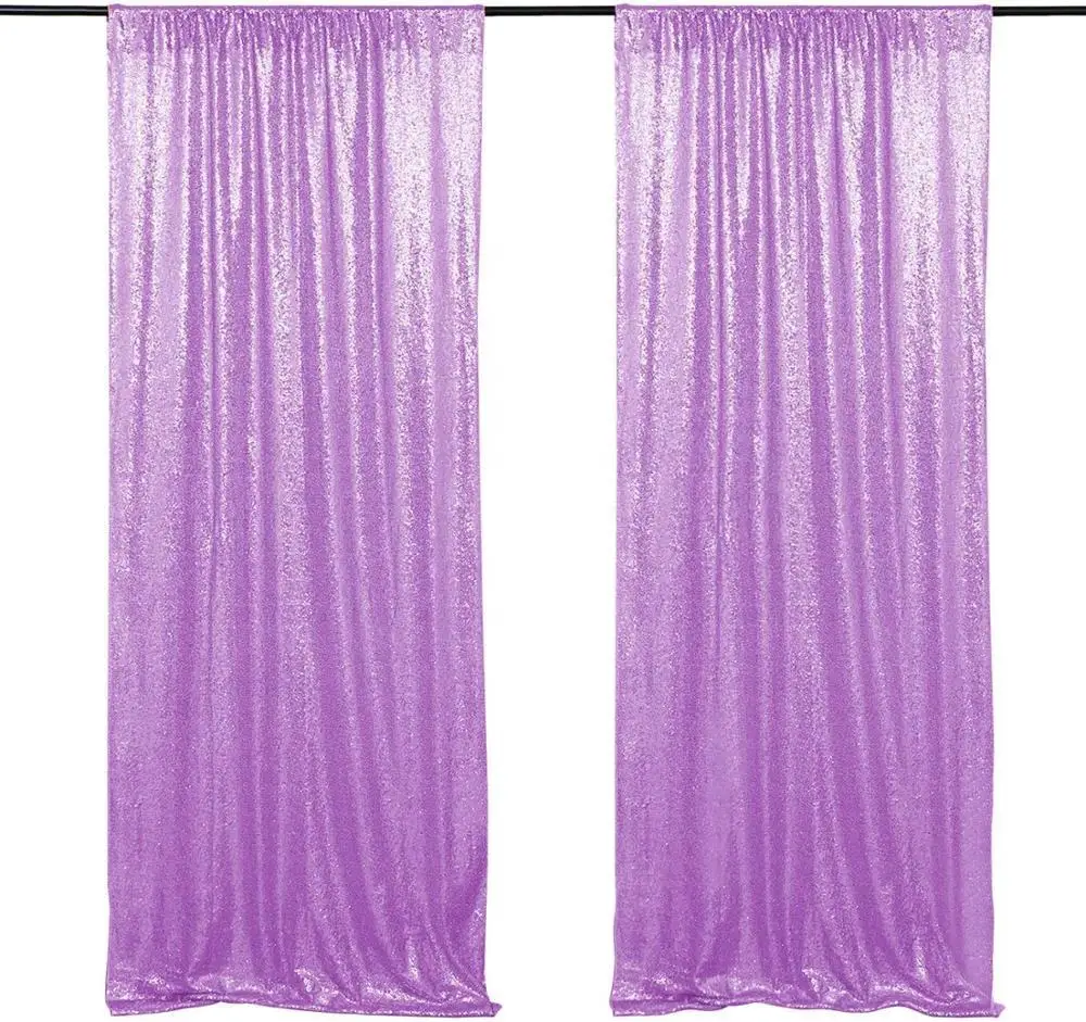 Wholesale Marriage Wedding Party Photography Event Stage Studio Decoration Background Drape Light Purple Sequin Curtain