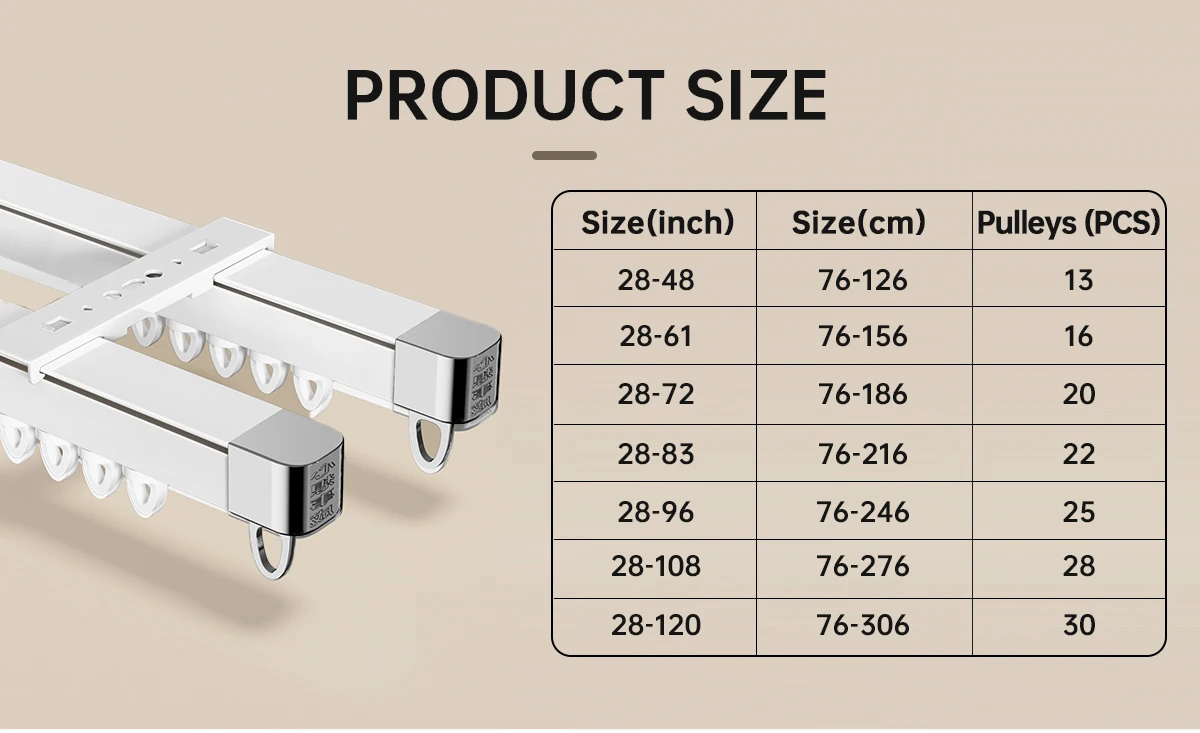 ARODDY 28-48inch Extendable Aluminium Alloy Curtain Rod Rail Smart Ceiling Curtain Tracks Set Home Window Accessories