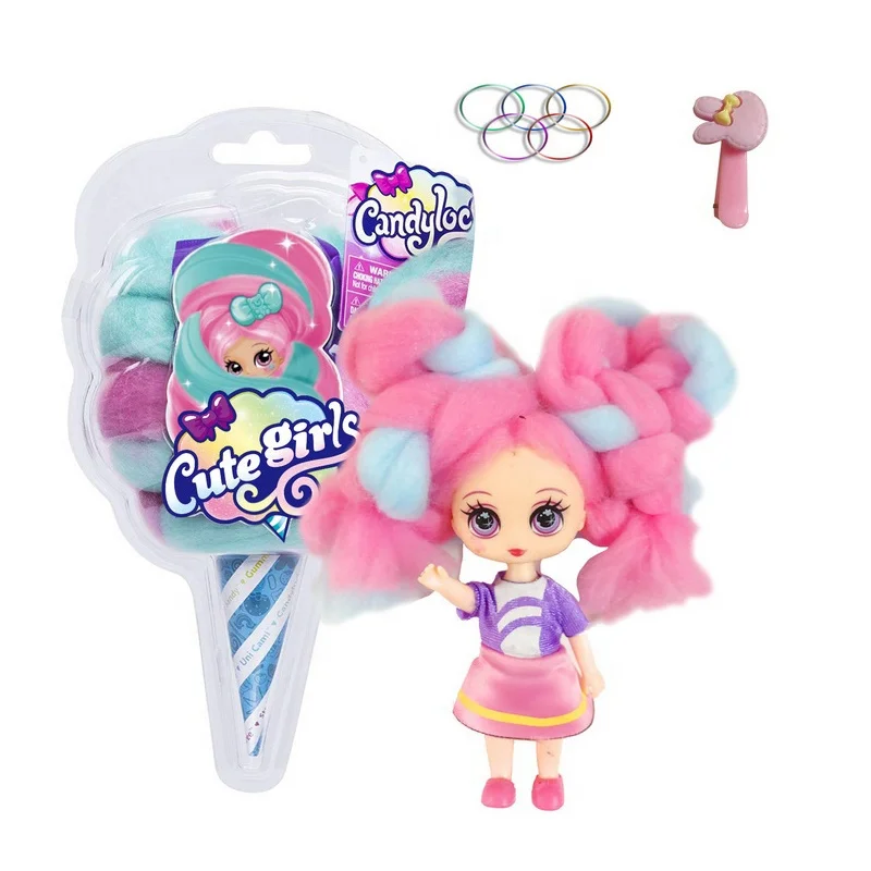 Best seller  Plastic 5 inch Candy marshmallow hair doll with fragrance Colorful Surprise hair doll toy Bottle Dress