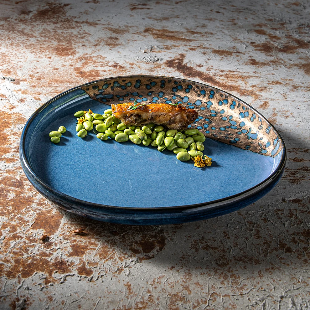 2024 Blue Prato Restaurante Chef Porcelain For The Hotel Crokery Dinnerware Japan Cuisine Plate Dinner Set Restaurant Dinnerware