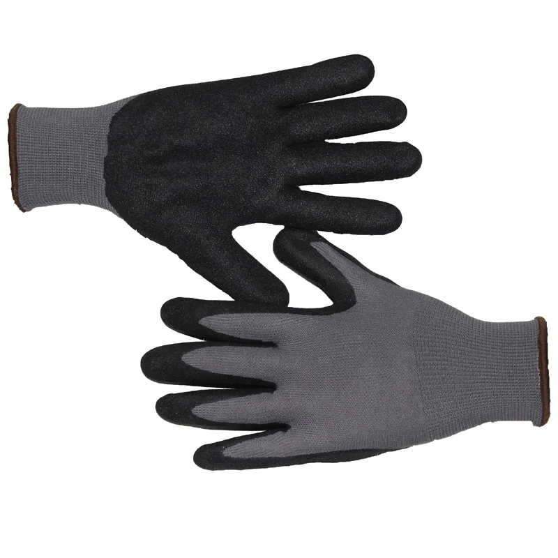 Reusable Enhanced Grip Mechanic Work Gloves Luvas Guantes, 13-Gauge Knitted Sandy Nitrile Coated, Automotive