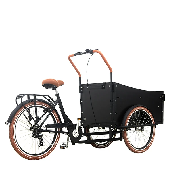 7 speed pedal assist three wheels Dutch cargo bike/non electric bakfiets  for adult