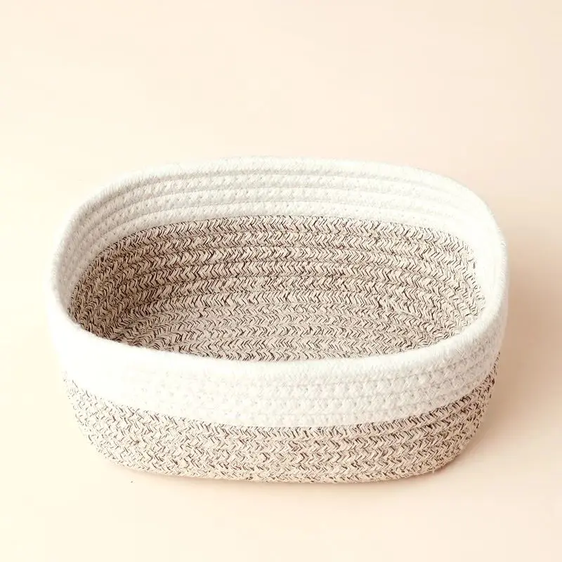 3-Piece Cotton Rope Woven Basket for Bathroom Shelve Nursery Decorative Basket Organizer Bins Storage Baskets for Organizing