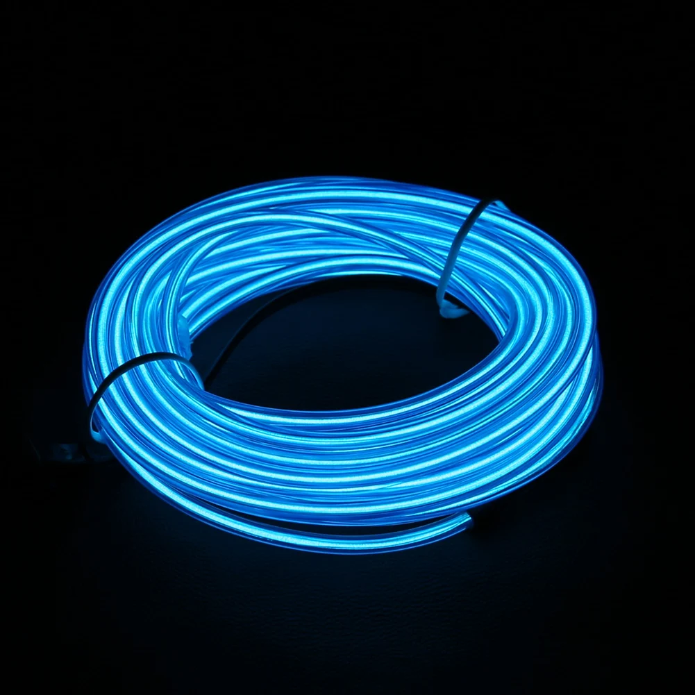 1M 3M 5M EL Wire Neon Glowing Strobing Electroluminescent Light El Wire Battery Pack for Parties and Christmas Decoration