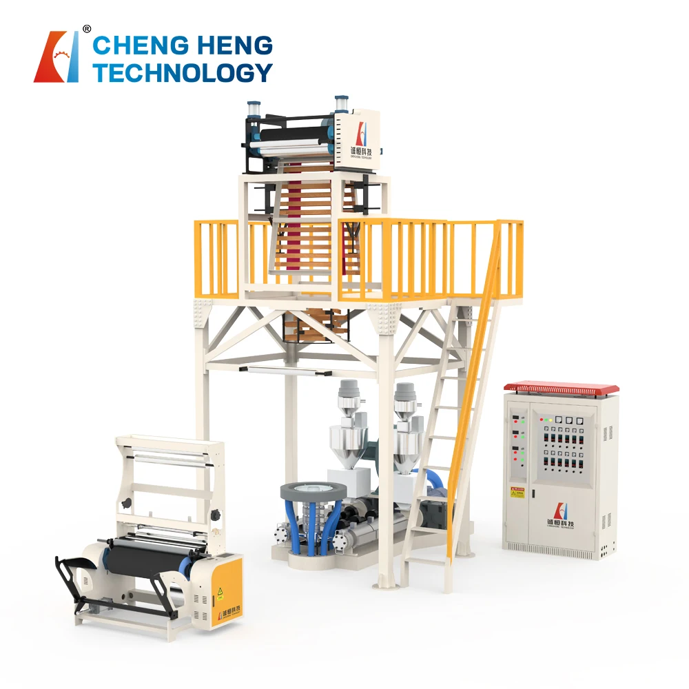 Full Automatic PE Film Blowing Machine with Rotary Die Head and Double Winder