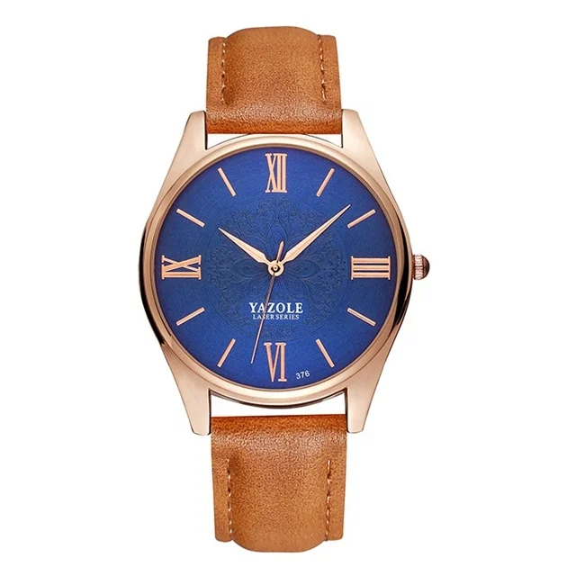 YAZOLE 376 Relogio Masculino Fashion Casual Leather Quartz Men Watch