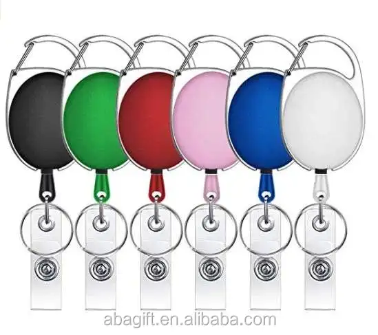 Retractable Holder Badge Reel plastic epoxy logo Nursing Retractable Steel Cord Badge Reel