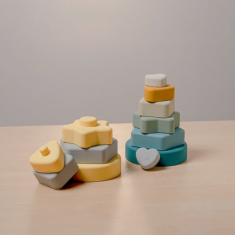 BPA Free Food Grade Silicone Stacking Educational Toys Surface Smooth Touch OEM Style Feature
