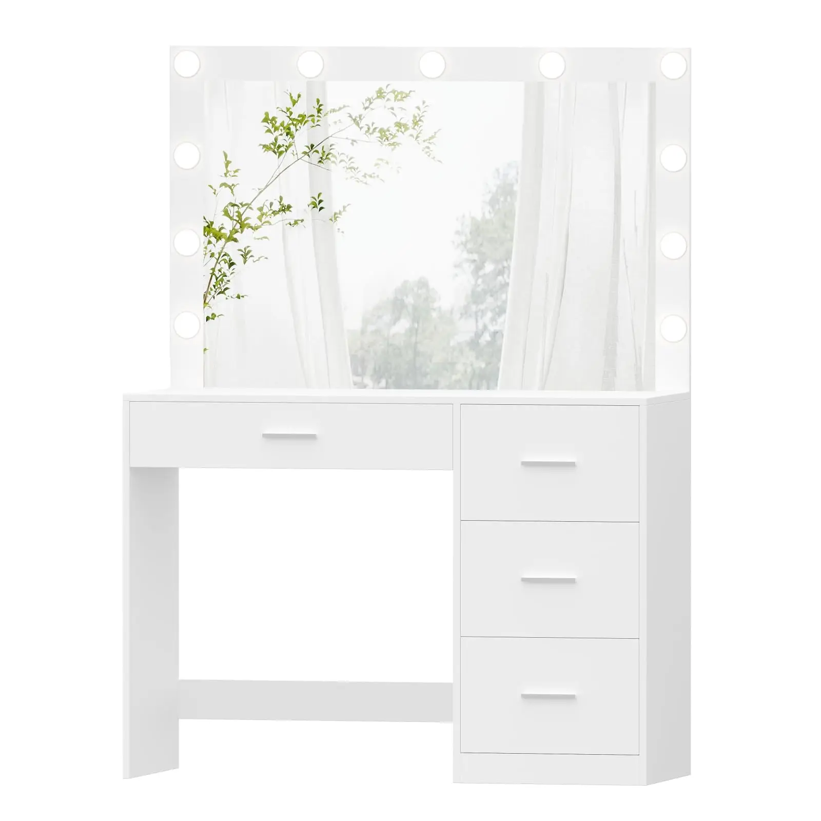 Sunrise Makeup Vanity Table,Makeup Table with Large Mirror and 11 LED Lights,Brightness Adjustable Dressing Table Desk