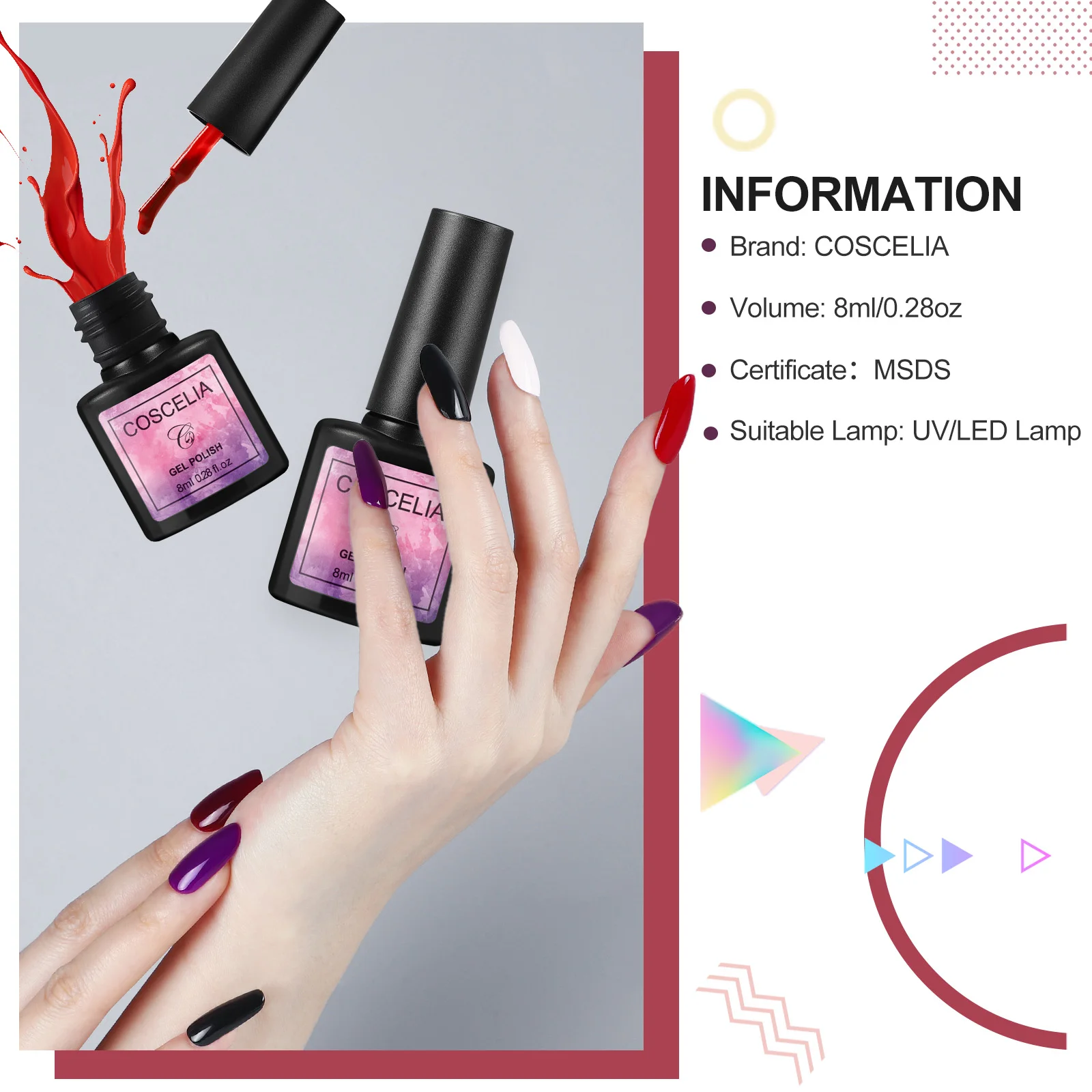 UV Nail Polish 8ml Painting Gel for Wholesale Soak Off Gel Polish in Stock 40 Colors Manufacturer UV Nail Gel Art Supplies