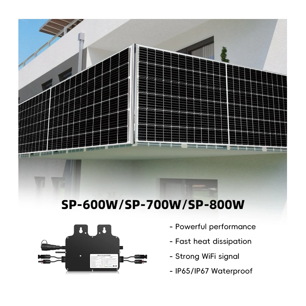 EU Stock Smart Solar Micro Inverter 800W Mppt*2 IP65 230V 220V Smart APP WIFI Solar System Micro Inverter 800w