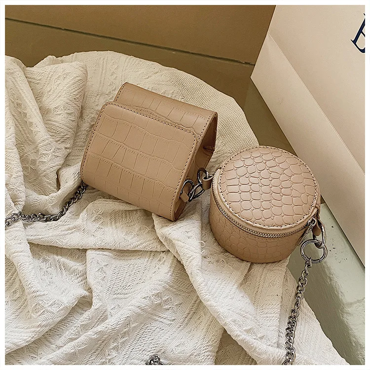 2022 new summer versatile solid color shoulder Pouch Two piece simple crocodile chain crossbody bag