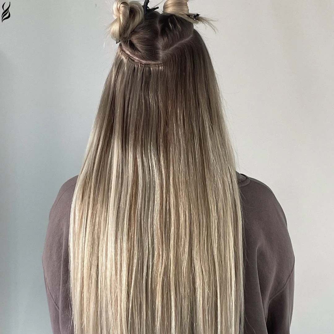 YADING Machine Weft #OM8-D8-613 New Design Russian Iced White Hair Weft Custom Blonde Bayalage Machine Weft Hair Extens