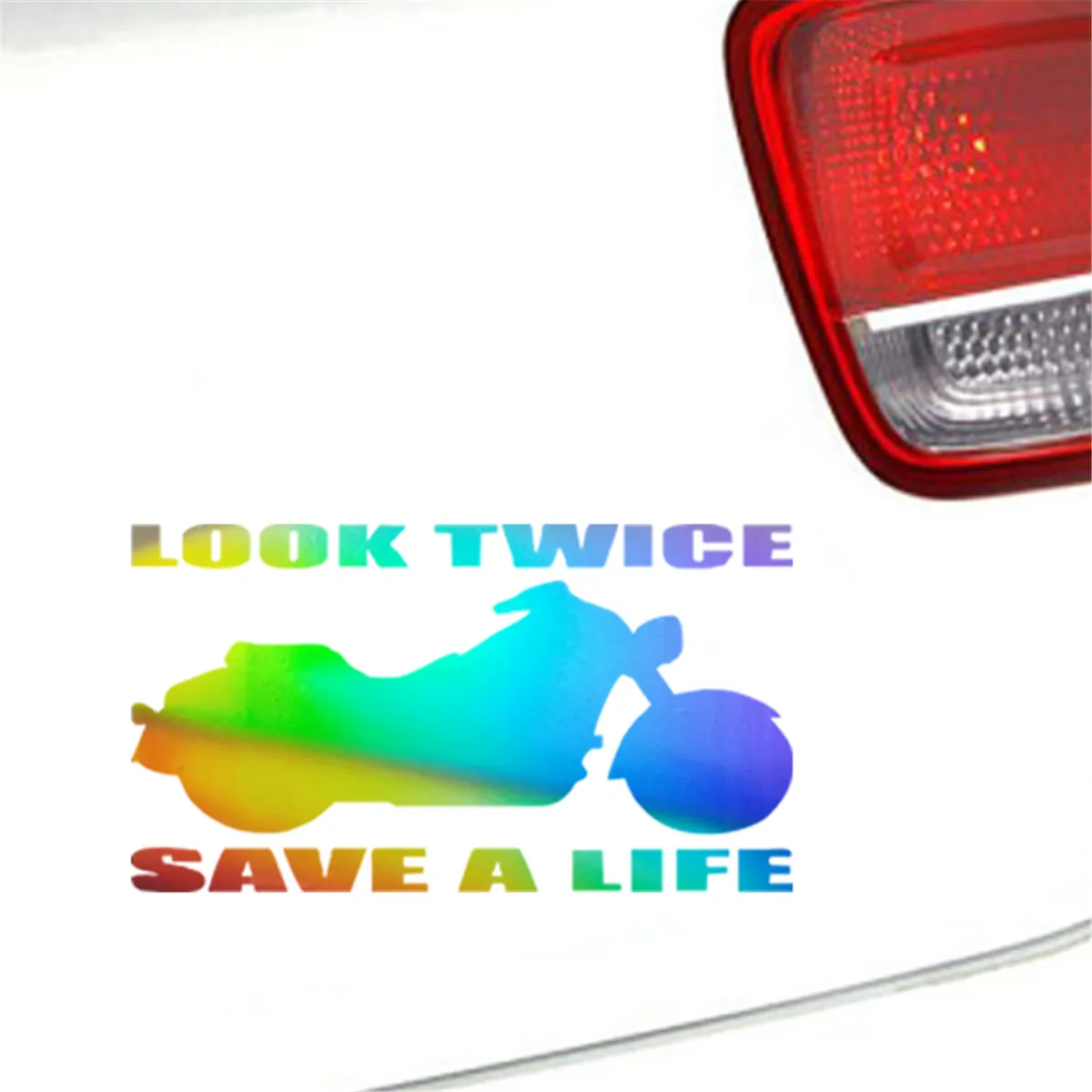 Motorcycle LOOK TWICE SAVE A LIFE Car Sticker Vinyl Decal Car Truck Bumper Window Laptop Sticker Decor