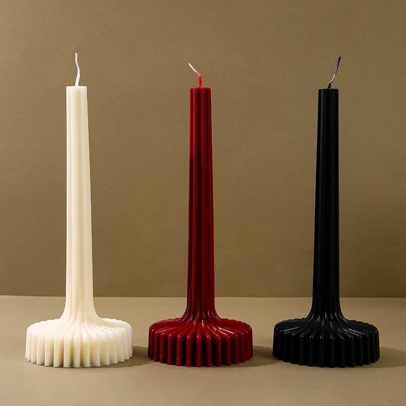 Wholesale Natural Soy Wax Base Serration Scented Ribbed Pillar Candle for Home Decor