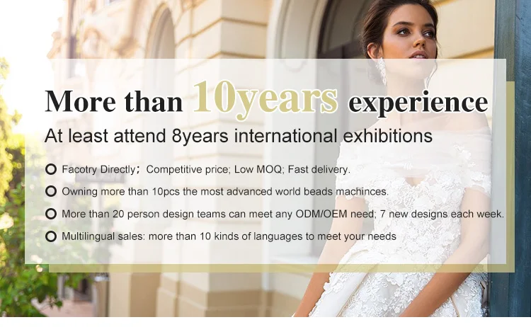 Factory supply new embroidered sequin flower white wedding dress long sleeve lace