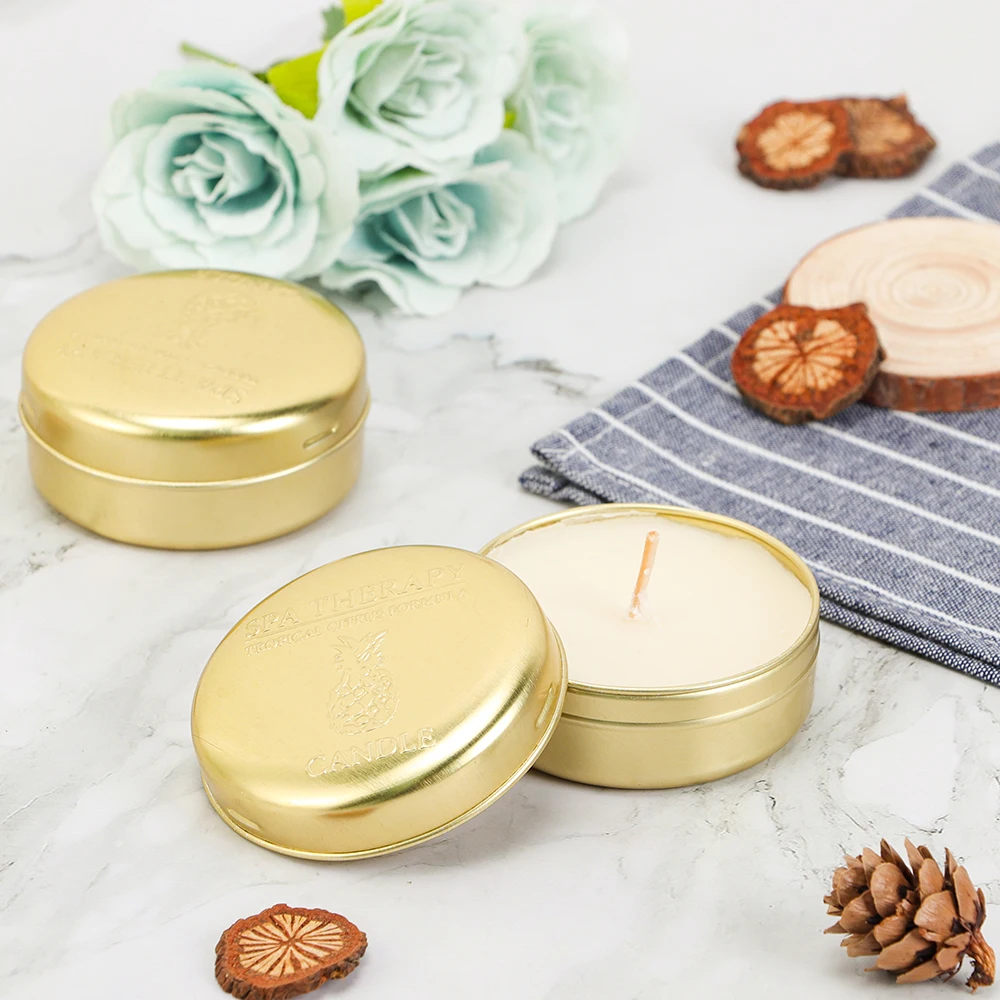 Free Samples Embossed Rose Gold Round Shape Seamless Candle Aluminum Tin