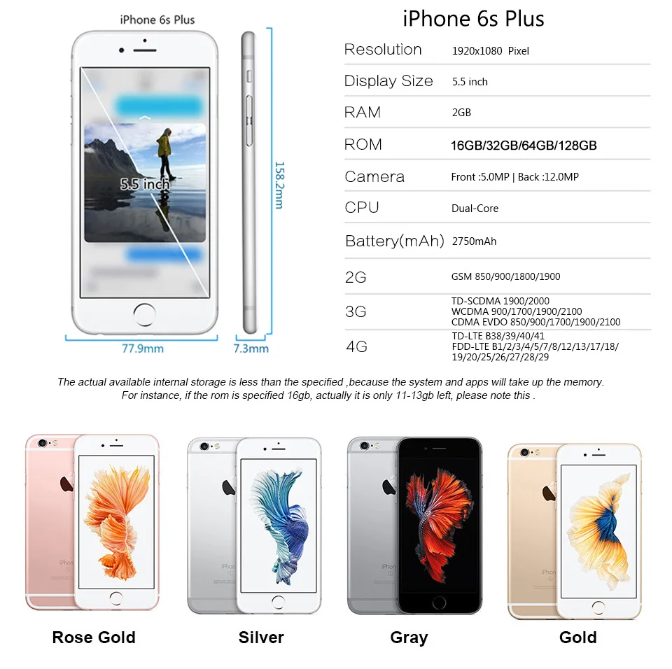 Оптовая продажа оригинальный б/у смартфон 6s Plus 16 ГБ 64 128 разблокированный Восстановленный бывший в употреблении мобильный телефон для iphone
