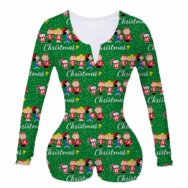 2022 Christmas Onesie Pajamas Custom Print Adult Onesie  Women Long Sleeve Blank Christmas Pajamas Onesie Jumpsuit Pajamas