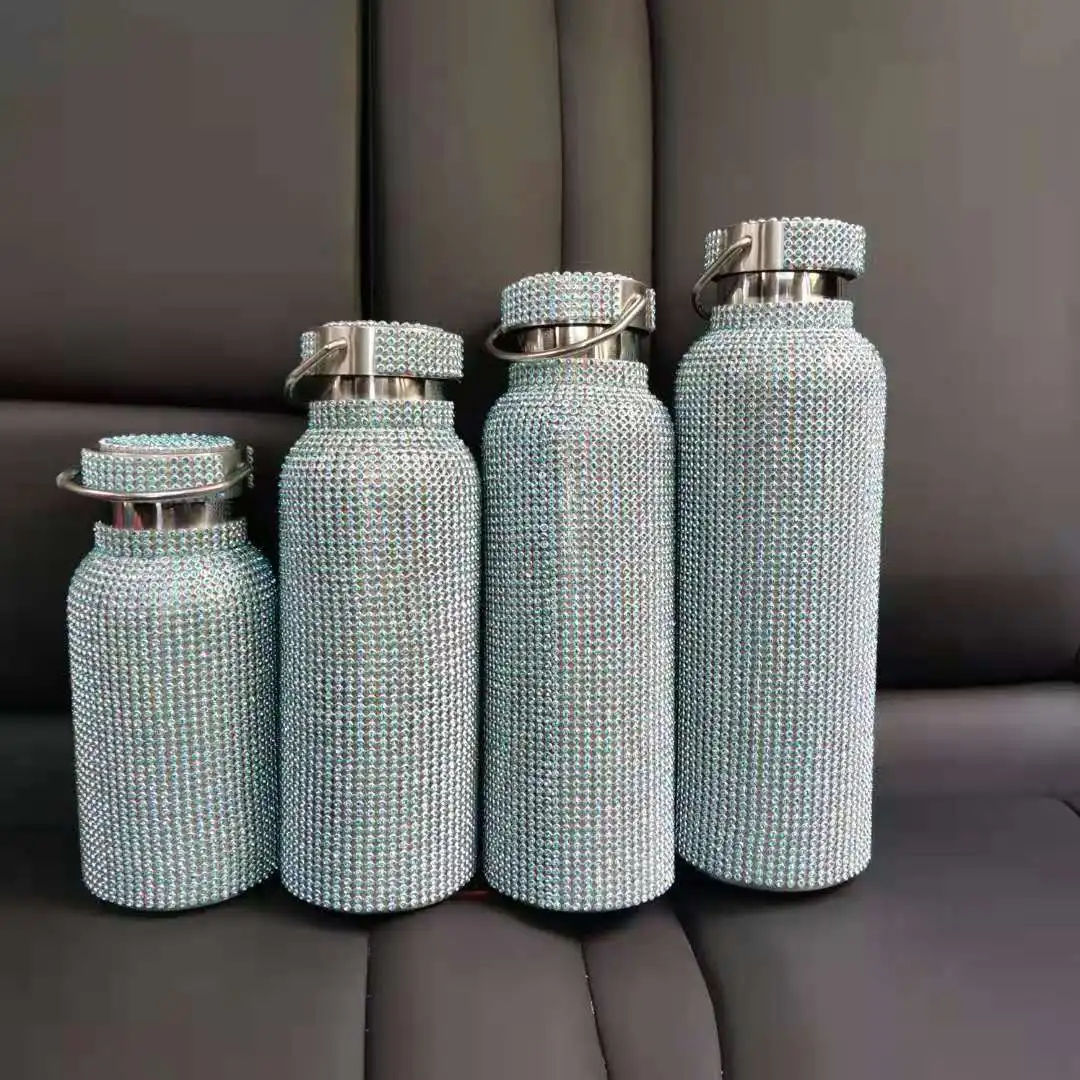 Fles со стразами Новинка роскошный дизайн утепленная тренажерный зал многоразовые тепловые чай quare нержавеющая сталь портативный Питьевая бутылка для