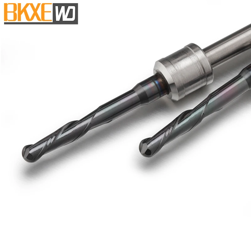 BKXE Tungsten Solid Carbide Long Neck Diamond Coated Ball Nose End Mills For Dentistry