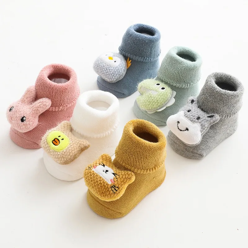 Free samples New Fashion Cute 3d Cartoon Doll Baby Floor Socks Anti Slip Autumn Winter Thick Warmth Baby Sock Shoes