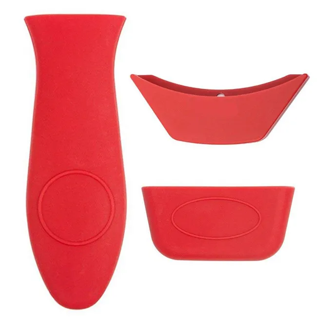 
3PCS Silicone Pot Handle Cover Set for Cast Iron Skillets Pans Frying Pans & Griddles Metal and Aluminum Cookware Handles 